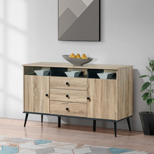 Μπουφές Zezan Pakoworld Σε Sonoma-Ανθρακί Απόχρωση 140.5X41.5X80Εκ