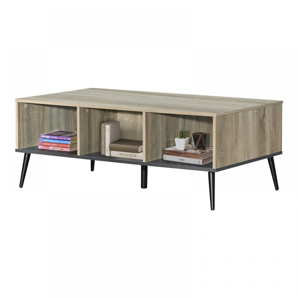 Τραπέζι Σαλονιού Zezan Pakoworld Σε Sonoma-Ανθρακί Απόχρωση 121X60X44.5Εκ