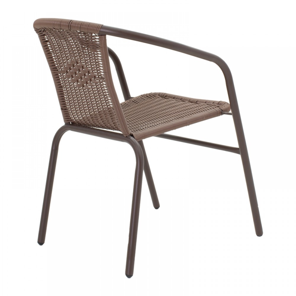 Tραπεζαρία Obbi-Watson Pakoworld Σετ 3Τεμ Καφέ Μέταλλο-Pe Rattan 60X60X70Εκ