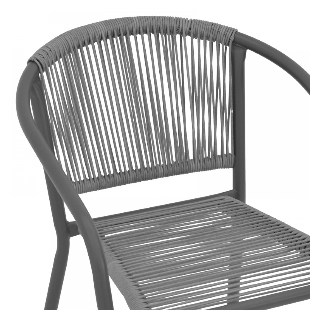 Πολυθρόνα Lindaria Pakoworld Στοιβαζόμενη Μέταλλο-Pe Rattan Σε Ανθρακί Απόχρωση 54X63X74Εκ