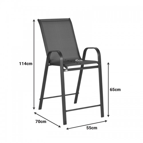 Σκαμπό Μπαρ Μεσαίου Ύψους Calan Pakoworld Σκούρο Καφέ Μέταλλο-Textilene Σε Καφέ Απόχρωση 55X70X114Εκ