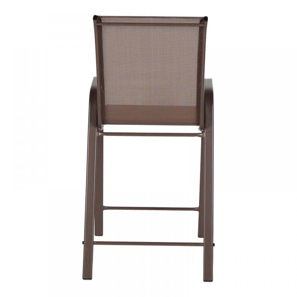 Σκαμπό Μπαρ Μεσαίου Ύψους Calan Pakoworld Σκούρο Καφέ Μέταλλο-Textilene Σε Καφέ Απόχρωση 55X70X114Εκ