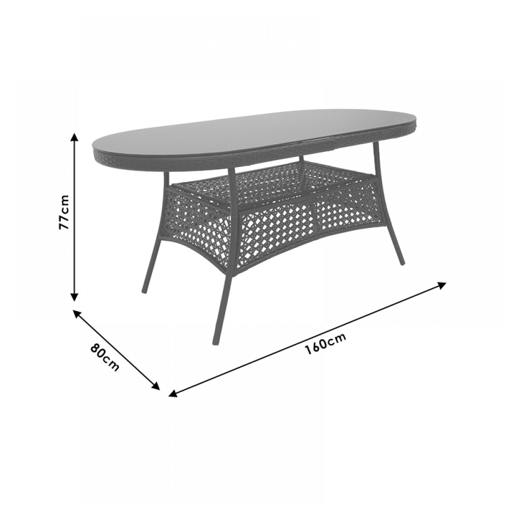 Τραπέζι Κήπου Cellin Pakoworld Μέταλλο-Pe Rattan Καφέ 160X80X77Εκ