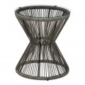 Τραπέζι Mabil Pakoworld Γυαλί - Pe Rattan Σε Γκρι Απόχρωση Φ50X55Εκ