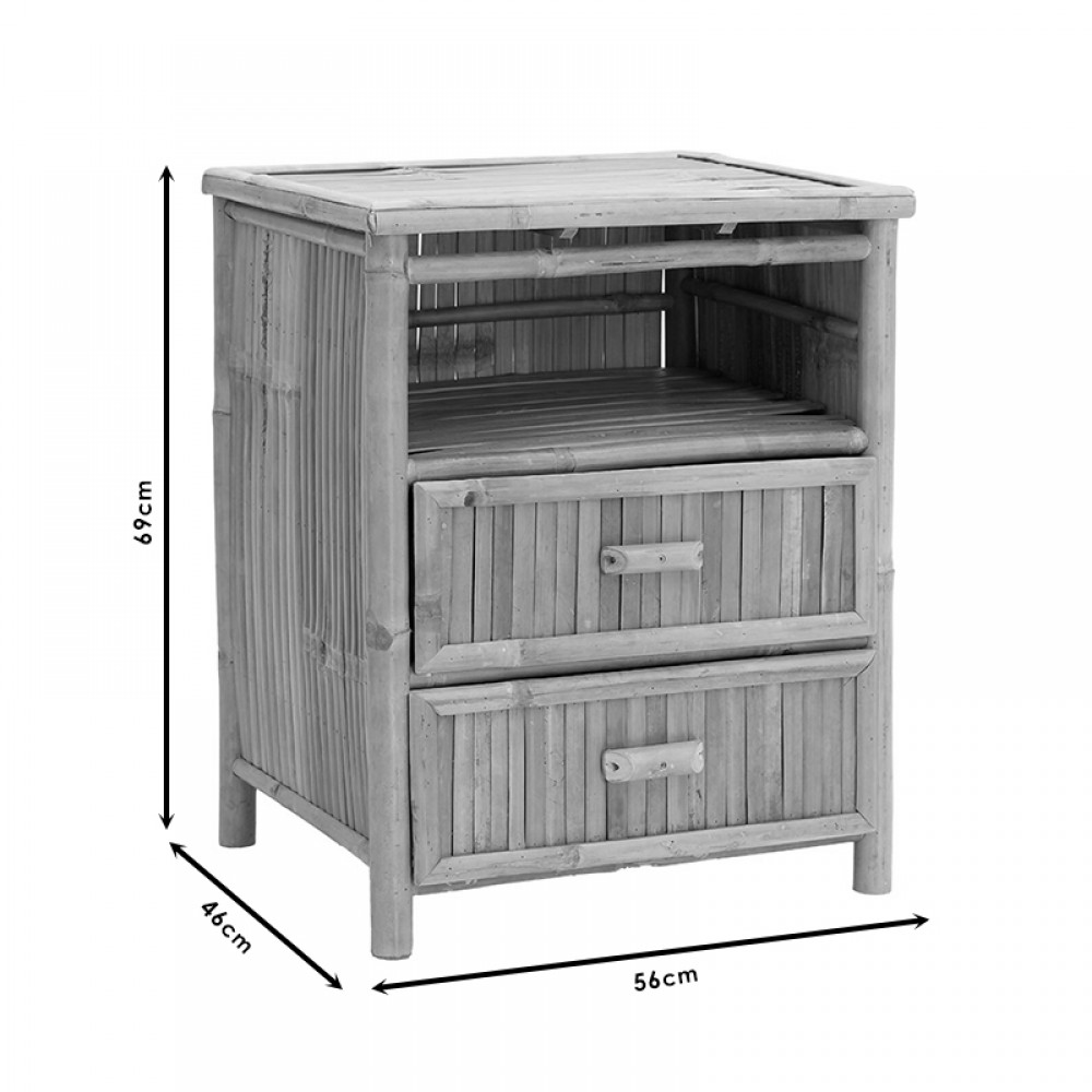 Κομοδίνο Ofra Pakoworld Bamboo Φυσικό 56X46X69Εκ