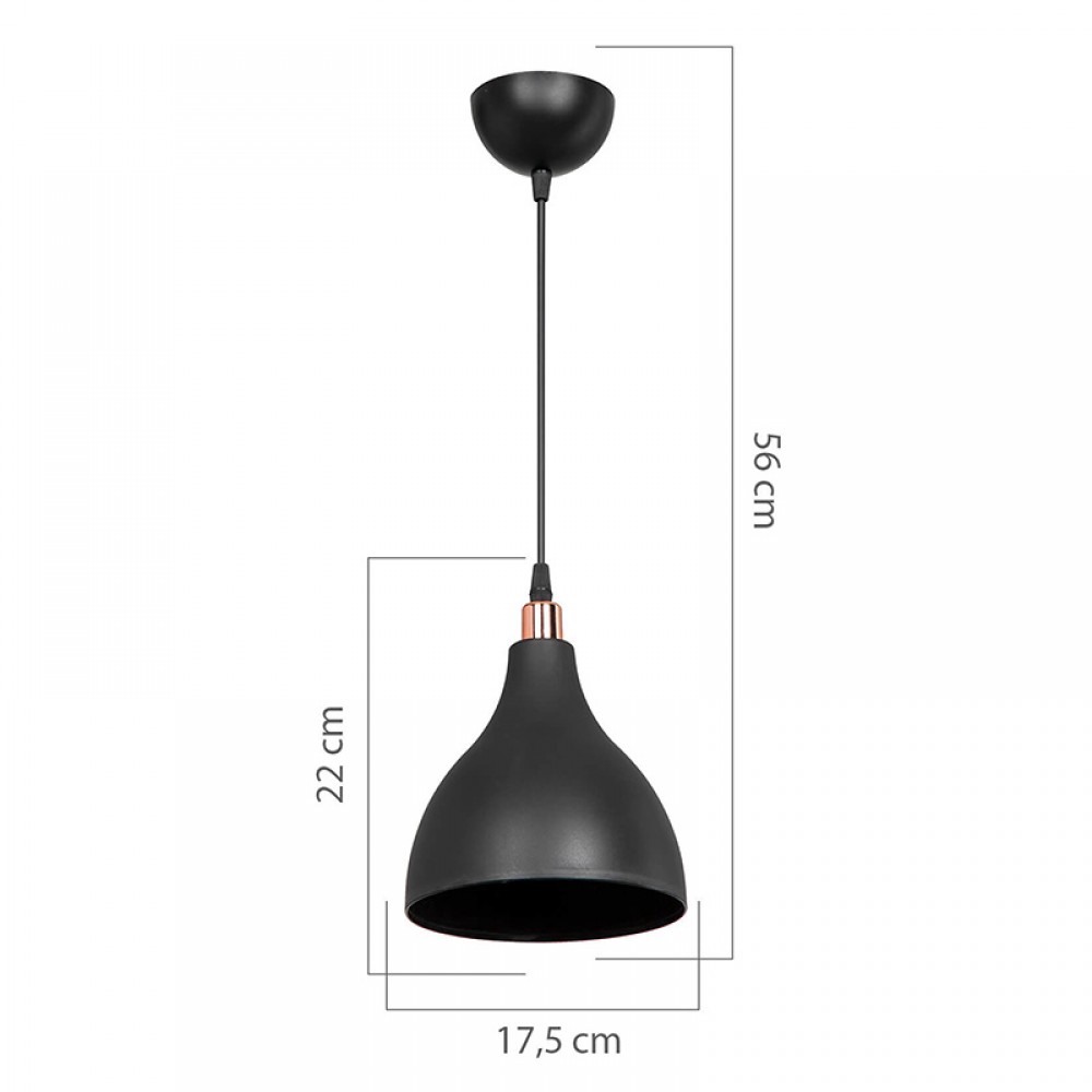 Φωτιστικό Οροφής Μονόφωτο Lofty Pakoworld Ε27 Μαύρο Φ18X22Εκ