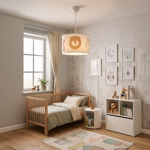 Παιδικό Φωτιστικό Οροφής Safari Pakoworld Led E27 Πολύχρωμο Pvc Φ30X20Εκ