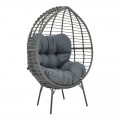 Πολυθρόνα Nestie Pakoworld Wicker Rattan Γκρι-Μεταλλικό Γκρι Πόδι-Γκρι Μαξιλάρι 102X80X155Εκ