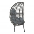 Πολυθρόνα Nestie Pakoworld Wicker Rattan Γκρι-Μεταλλικό Γκρι Πόδι-Γκρι Μαξιλάρι 102X80X155Εκ