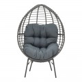 Πολυθρόνα Nestie Pakoworld Wicker Rattan Γκρι-Μεταλλικό Γκρι Πόδι-Γκρι Μαξιλάρι 102X80X155Εκ