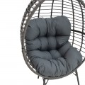 Πολυθρόνα Nestie Pakoworld Wicker Rattan Γκρι-Μεταλλικό Γκρι Πόδι-Γκρι Μαξιλάρι 102X80X155Εκ