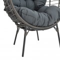 Πολυθρόνα Nestie Pakoworld Wicker Rattan Γκρι-Μεταλλικό Γκρι Πόδι-Γκρι Μαξιλάρι 102X80X155Εκ