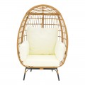 Πολυθρόνα Frox Pakoworld Wicker Rattan Φυσικό-Μεταλλικό Φυσικό-Μαύρο Πόδι-Μπεζ Μαξιλάρι 96X76X145Εκ