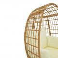 Πολυθρόνα Frox Pakoworld Wicker Rattan Φυσικό-Μεταλλικό Φυσικό-Μαύρο Πόδι-Μπεζ Μαξιλάρι 96X76X145Εκ
