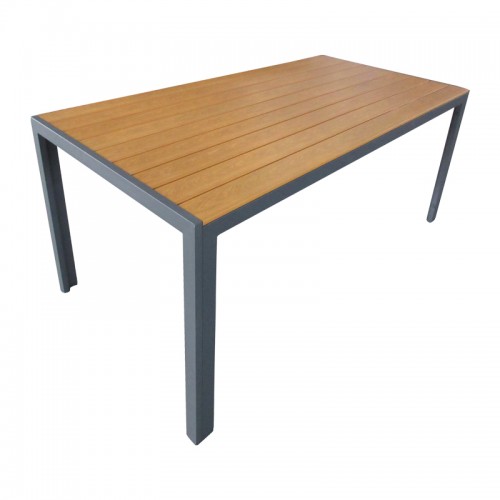 Τραπέζι Nares Pakoworld Αλουμίνιο Ανθρακί-Plywood Φυσικό 180X90X72.5Εκ
