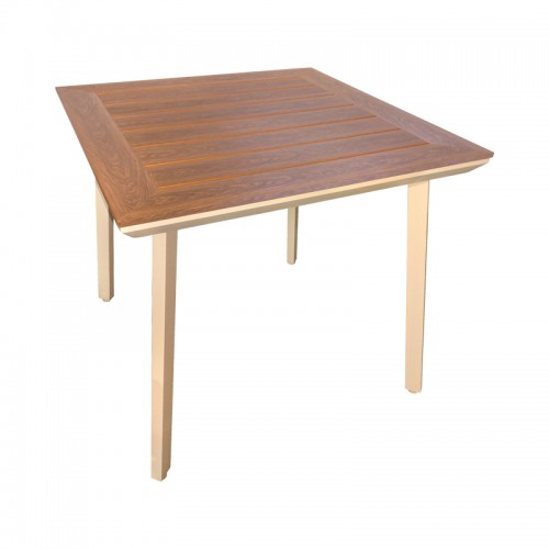 Τραπέζι Synergy Pakoworld Αλουμίνιο Cappuccino-Plywood Σε Φυσική Απόχρωση 80X80X74Εκ
