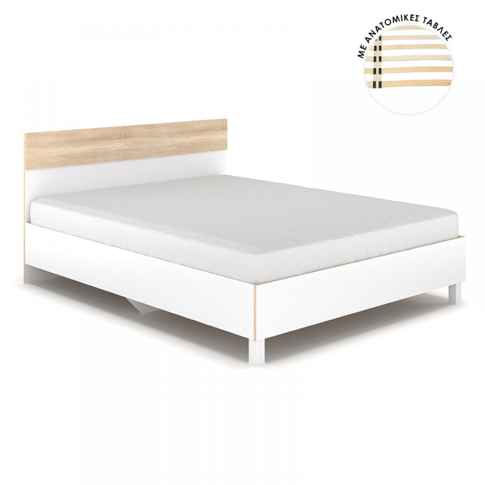 Κρεβάτι Διπλό Awell Pakoworld Sonoma-Λευκό 160X200Εκ