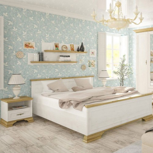 Κρεβάτι Jaden Pakoworld Golden Oak-Λευκό Antique 160X200Εκ