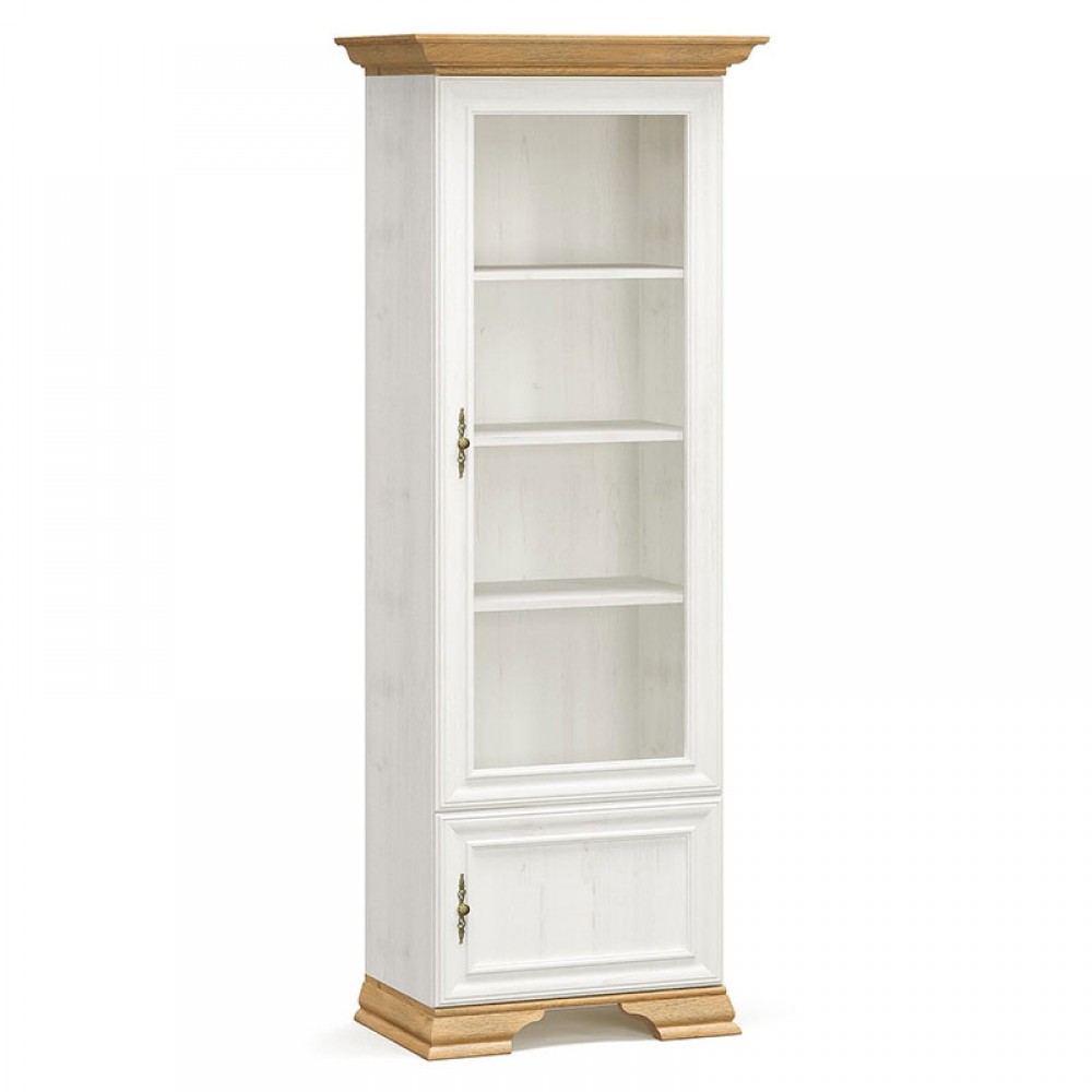 Βιτρίνα Jaden Pakoworld Golden Oak-Λευκό Antique 70,5X43X197,5Εκ