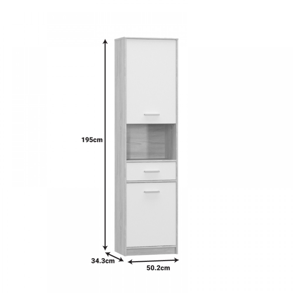 Στήλη Letto Pakoworld Σε Oak - Λευκό Ματ Απόχρωση 50,2X34,3X195Εκ