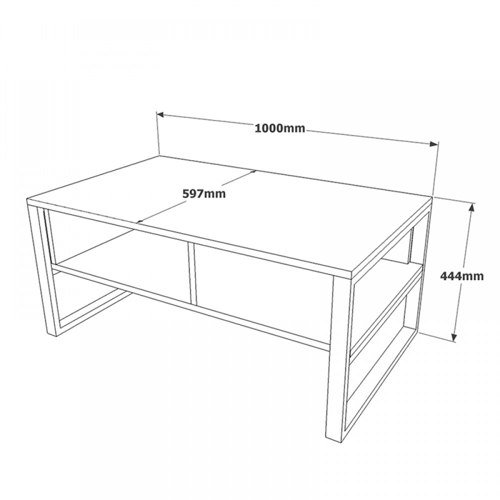 Τραπέζι Σαλονιού Honora Pakoworld Oak-Μαύρο 100X60X44,5Εκ