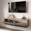 Έπιπλο Τηλεόρασης Επιτοίχιο Handra Pakoworld Ανθρακί-Oak 100X31,5X29Εκ