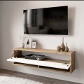 Έπιπλο Τηλεόρασης Επιτοίχιο Roscoe Pakoworld Λευκό-Oak 100X31.5X29.5Εκ