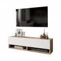 Έπιπλο Τηλεόρασης Επιτοίχιο Roscoe Pakoworld Λευκό-Oak 100X31.5X29.5Εκ
