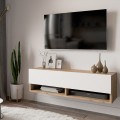 Έπιπλο Τηλεόρασης Επιτοίχιο Roscoe Pakoworld Λευκό-Oak 100X31.5X29.5Εκ