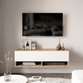 Έπιπλο Τηλεόρασης Επιτοίχιο Roscoe Pakoworld Λευκό-Oak 100X31.5X29.5Εκ