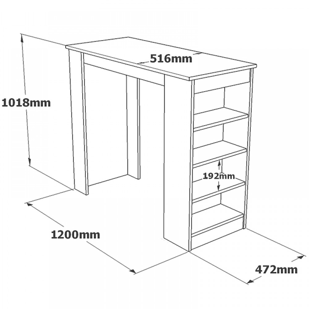 Τραπέζι Μπαρ Riff Pakoworld Λευκό-Oak 120X51.5X101.5Εκ