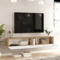 Έπιπλο Τηλεόρασης Επιτοίχιο Dello Pakoworld Λευκό-Oak 180X31.6X29.6Εκ