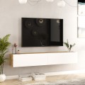 Έπιπλο Τηλεόρασης Επιτοίχιο Dello Pakoworld Λευκό-Oak 180X31.6X29.6Εκ
