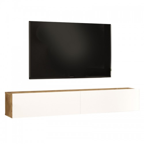 Έπιπλο Τηλεόρασης Επιτοίχιο Dello Pakoworld Λευκό-Oak 180X31.6X29.6Εκ