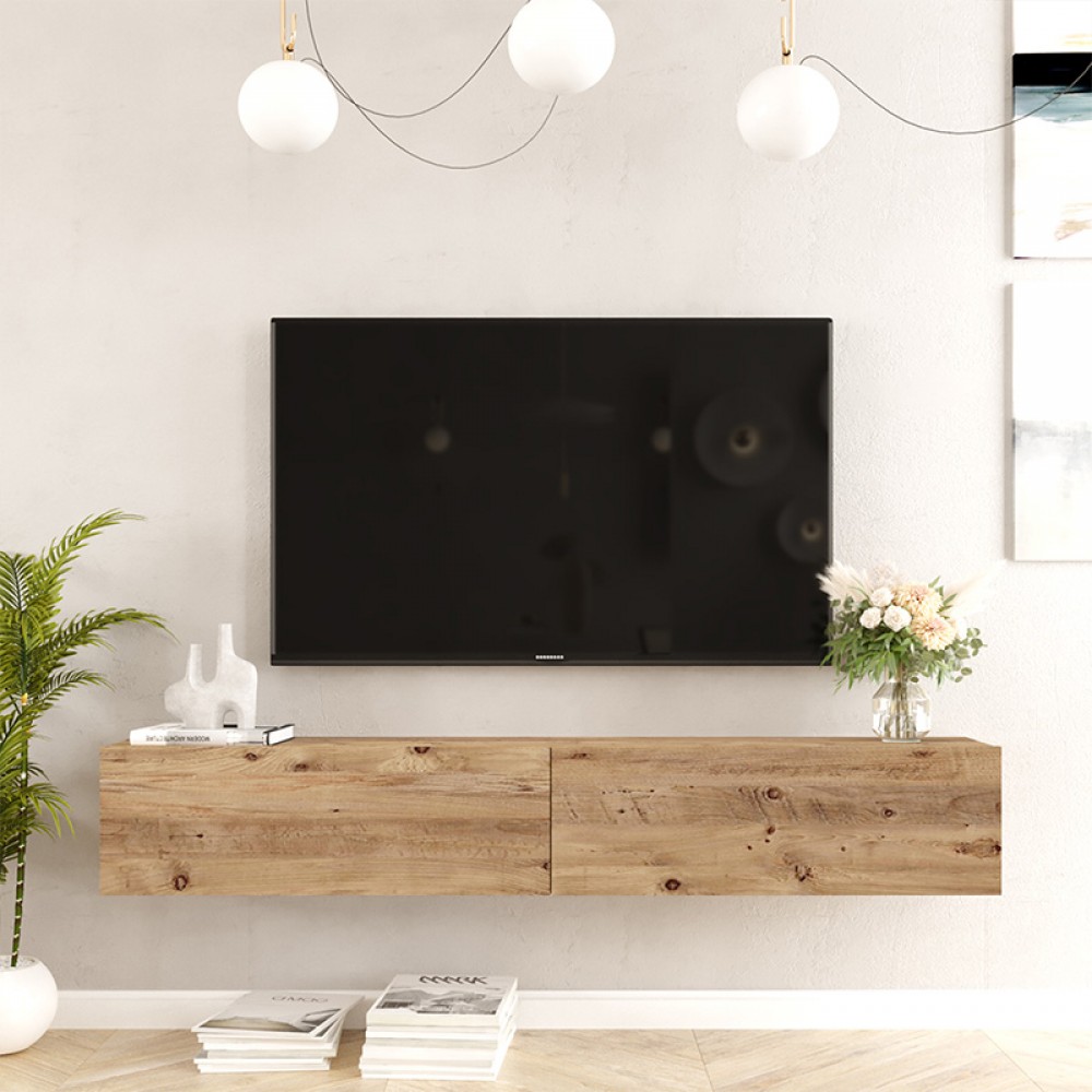 Έπιπλο Τηλεόρασης Επιτοίχιο Dello Pakoworld Sonoma 180X31.6X29.6Εκ