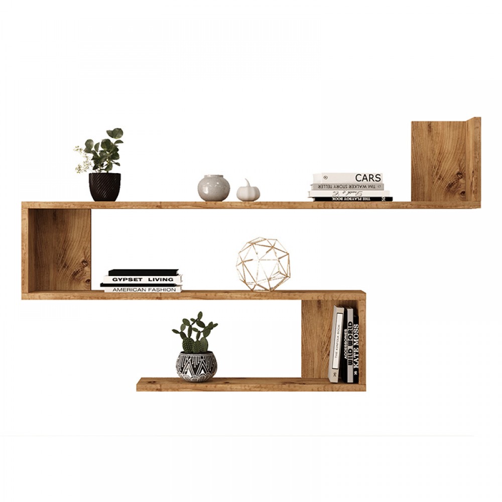Ραφιέρα Τοίχου Belinda Pakoworld Oak 120X14.5X71.4Εκ