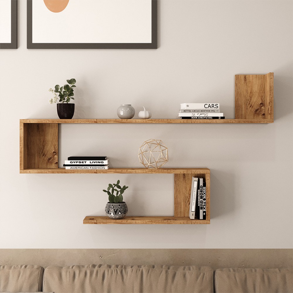 Ραφιέρα Τοίχου Belinda Pakoworld Oak 120X14.5X71.4Εκ