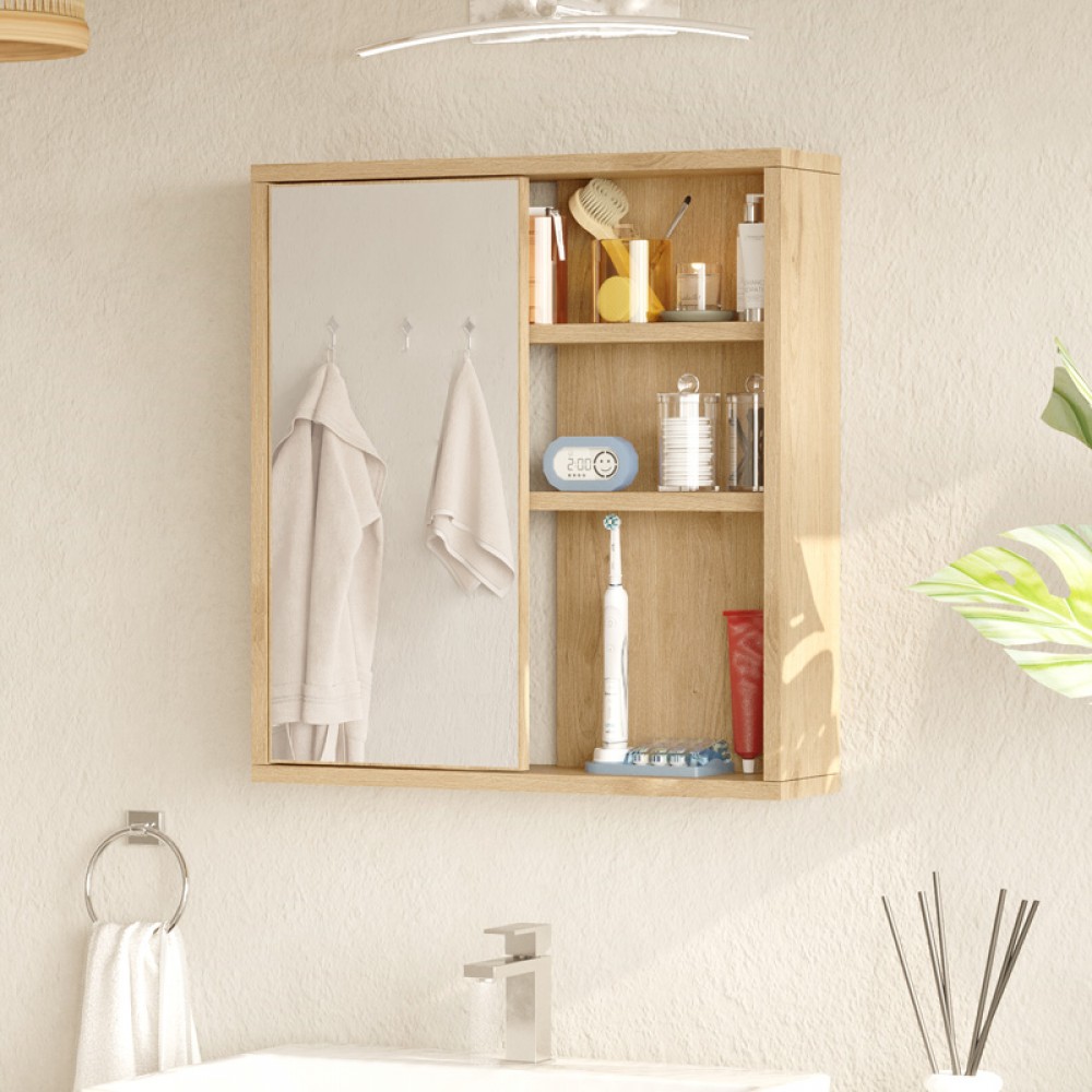 Ντουλάπι Μπάνιου Bagno Με Καθρέπτη Pakoworld Oak 60X14.5X63.6Εκ