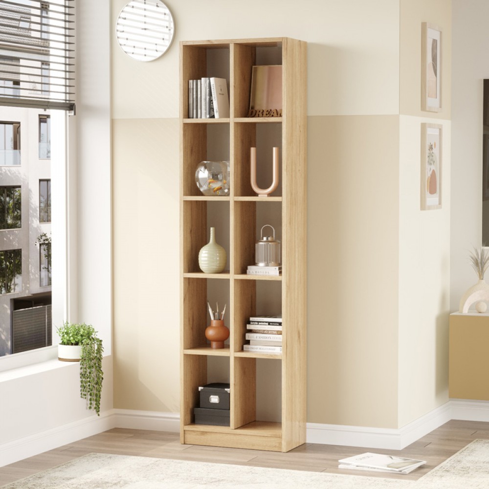 Βιβλιοθήκη Oteca 10Θέσεων Pakoworld Oak 51.1X25.4X180Εκ
