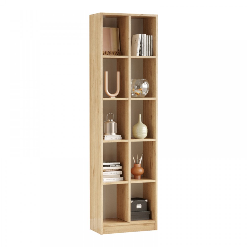 Βιβλιοθήκη Oteca 10Θέσεων Pakoworld Oak 51.1X25.4X180Εκ