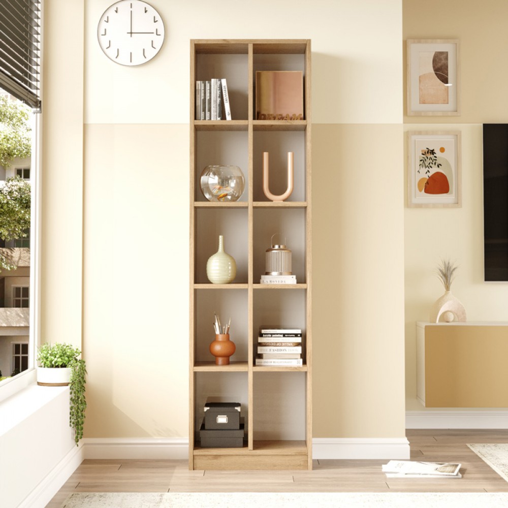 Βιβλιοθήκη Oteca 10Θέσεων Pakoworld Oak 51.1X25.4X180Εκ