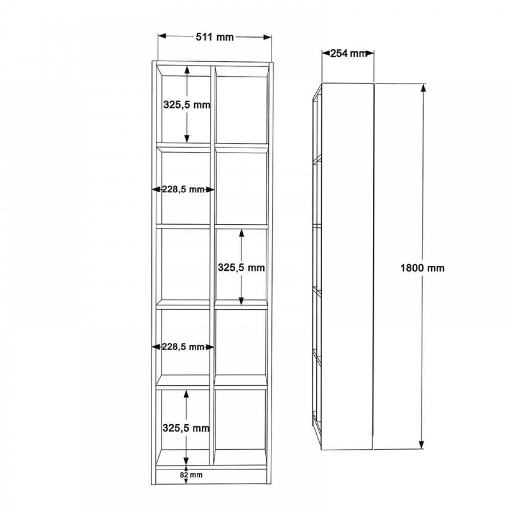 Βιβλιοθήκη Oteca 10Θέσεων Pakoworld Oak 51.1X25.4X180Εκ