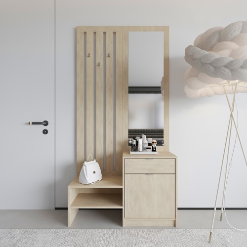 Έπιπλο Εισόδου Με Καθρέπτη Citra Pakoworld Sonoma 100X34.3X199.5Εκ