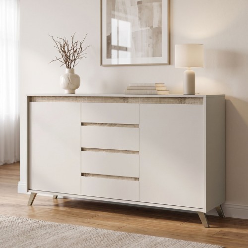 Μπουφές Belka Pakoworld Κρεμ Με Oak 155X45X93,7Εκ