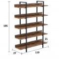 Βιβλιοθήκη Almond Pakoworld Καρυδί-Μαύρο 119X27X185Εκ