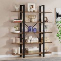 Βιβλιοθήκη Esthon Pakoworld Καρυδί-Μαύρο Μέταλλο 120X32X184Εκ