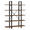Βιβλιοθήκη Esthon Pakoworld Καρυδί-Μαύρο Μέταλλο 120X32X184Εκ