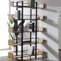 Βιβλιοθήκη Musha Pakoworld Μέταλλο Μαύρο Με Oak Απόχρωση 120X27X185Εκ