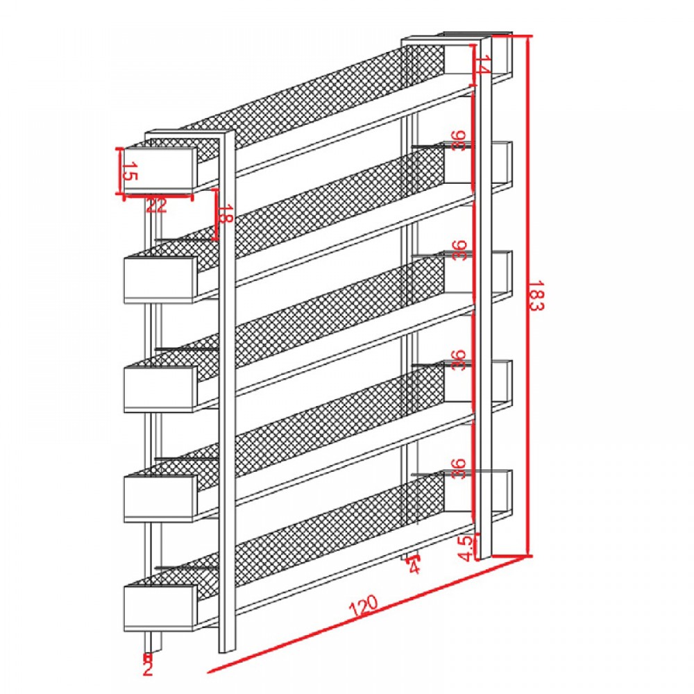 Βιβλιοθήκη Musha Pakoworld Μέταλλο Μαύρο Με Oak Απόχρωση 120X27X185Εκ