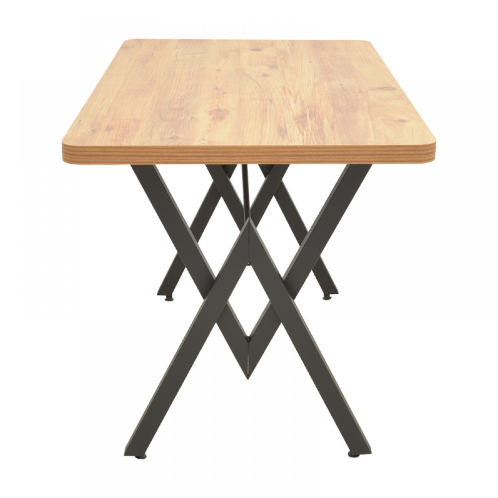 Τραπέζι Vertex Pakoworld Oak Με Μαύρα Μεταλλικά Πόδια 110X70X72Εκ
